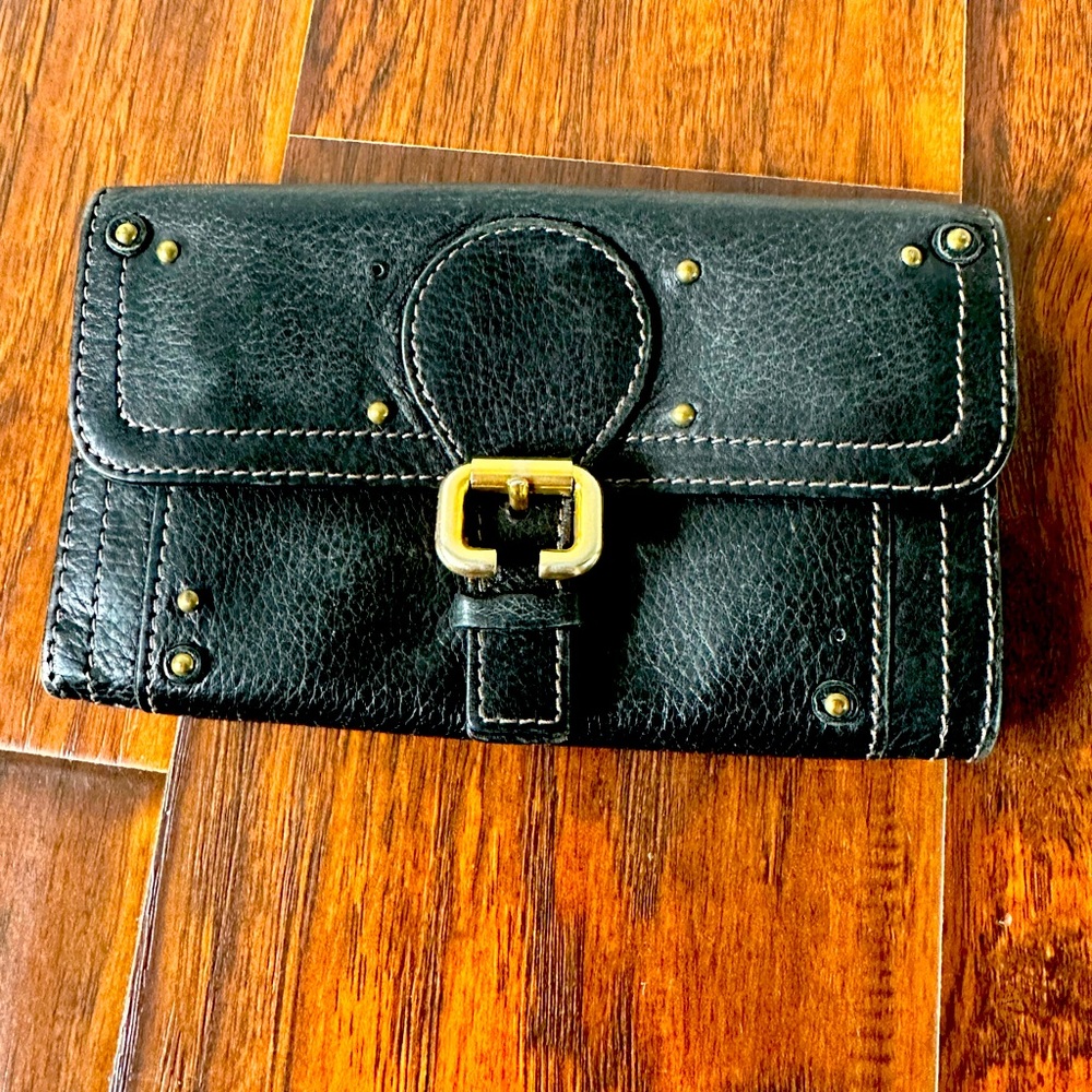 Chloe buckle black wallet clutch/large credit cardholder
